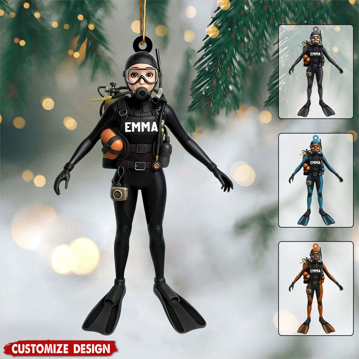 Personalized Scuba Diving Ornament - Gift for Diver