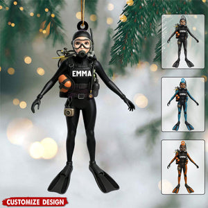 Personalized Scuba Diving Ornament - Gift for Diver