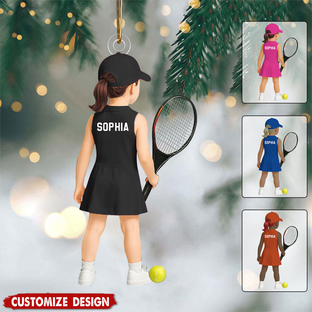 Personalized Kid Tennis Player Ornament - Gift for Kids