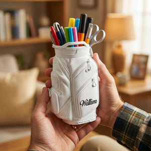 Personalized 3D Golf Bag Pen Holder Desk Organizer - Gift For Golf Lover