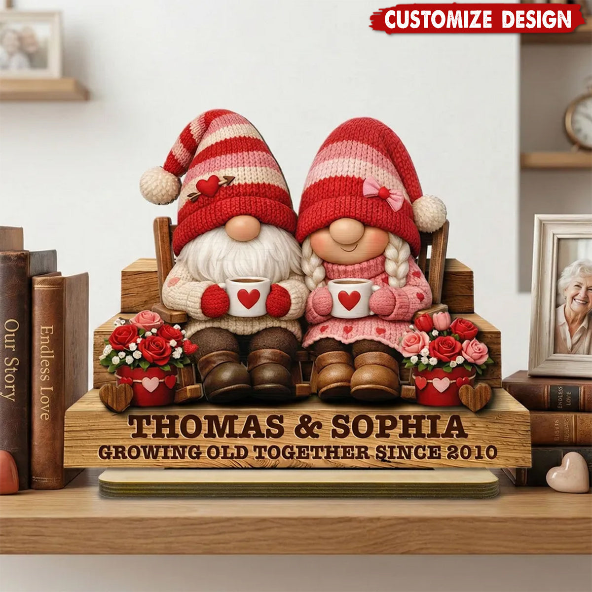 Personalized Wooden Couple Plaque - Everlasting Love Valentine Gift for Lovers