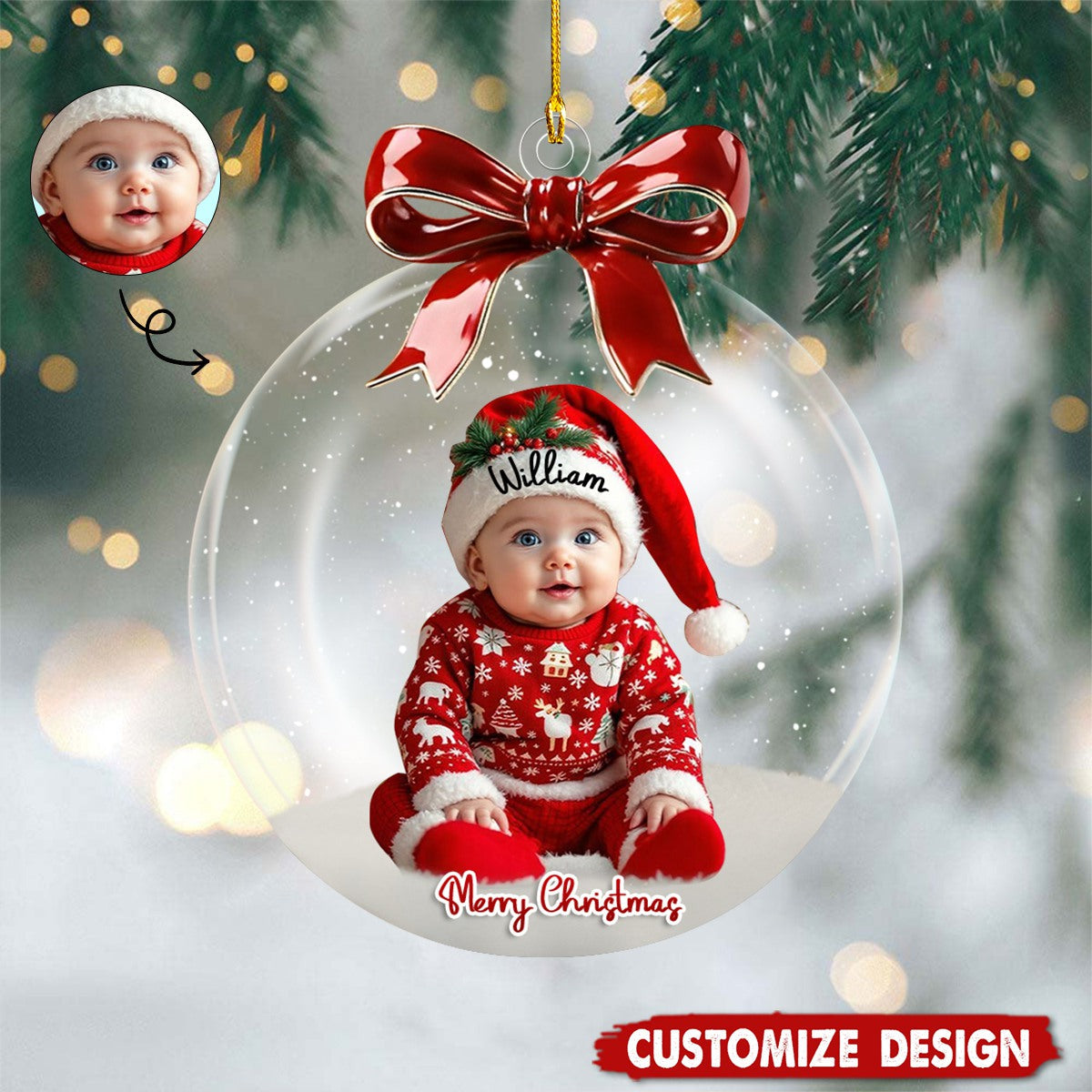 Personalized Photo Baby Christmas Ornament - Gift For Baby
