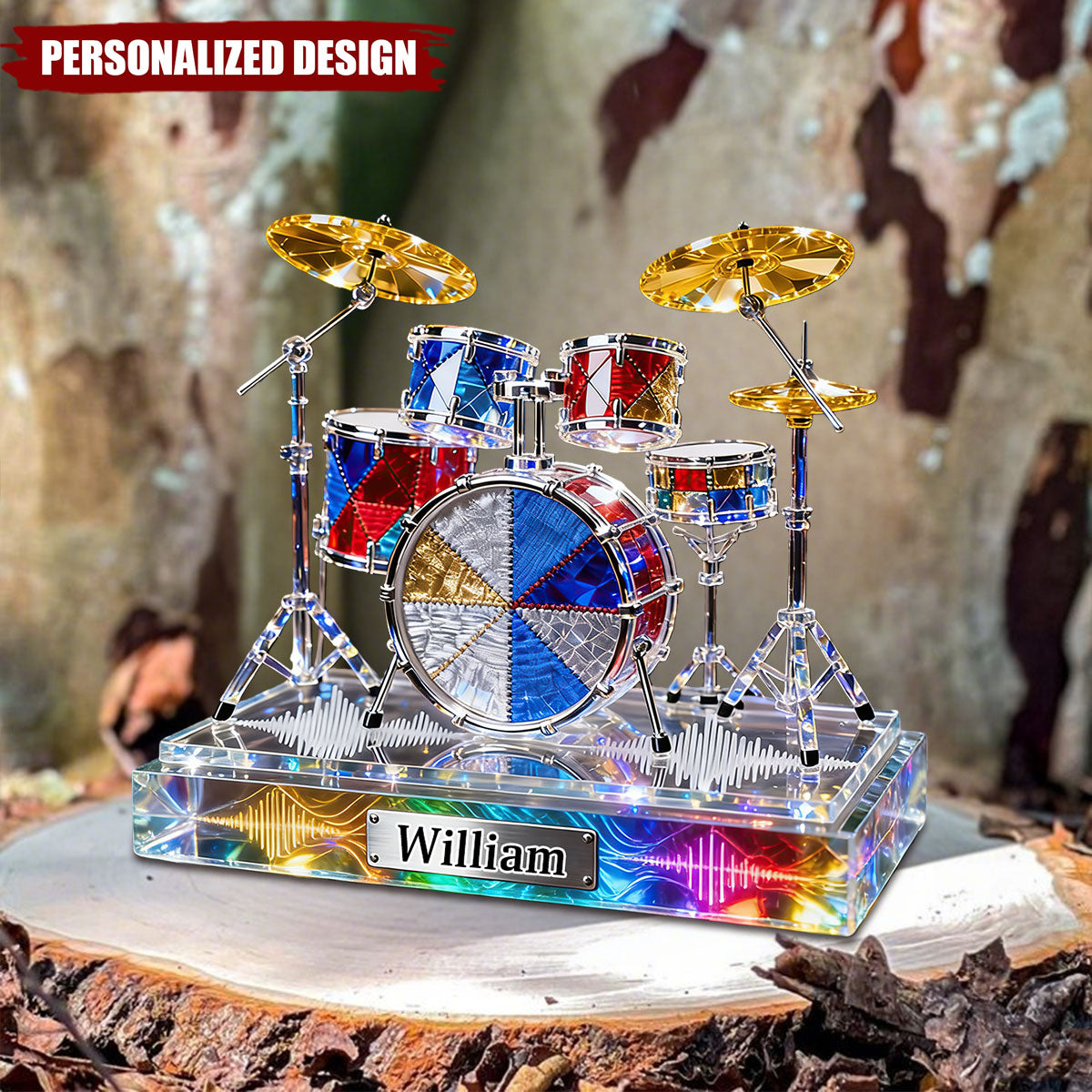 Personalized Stained Glass Drum Set Acrylic Plaque