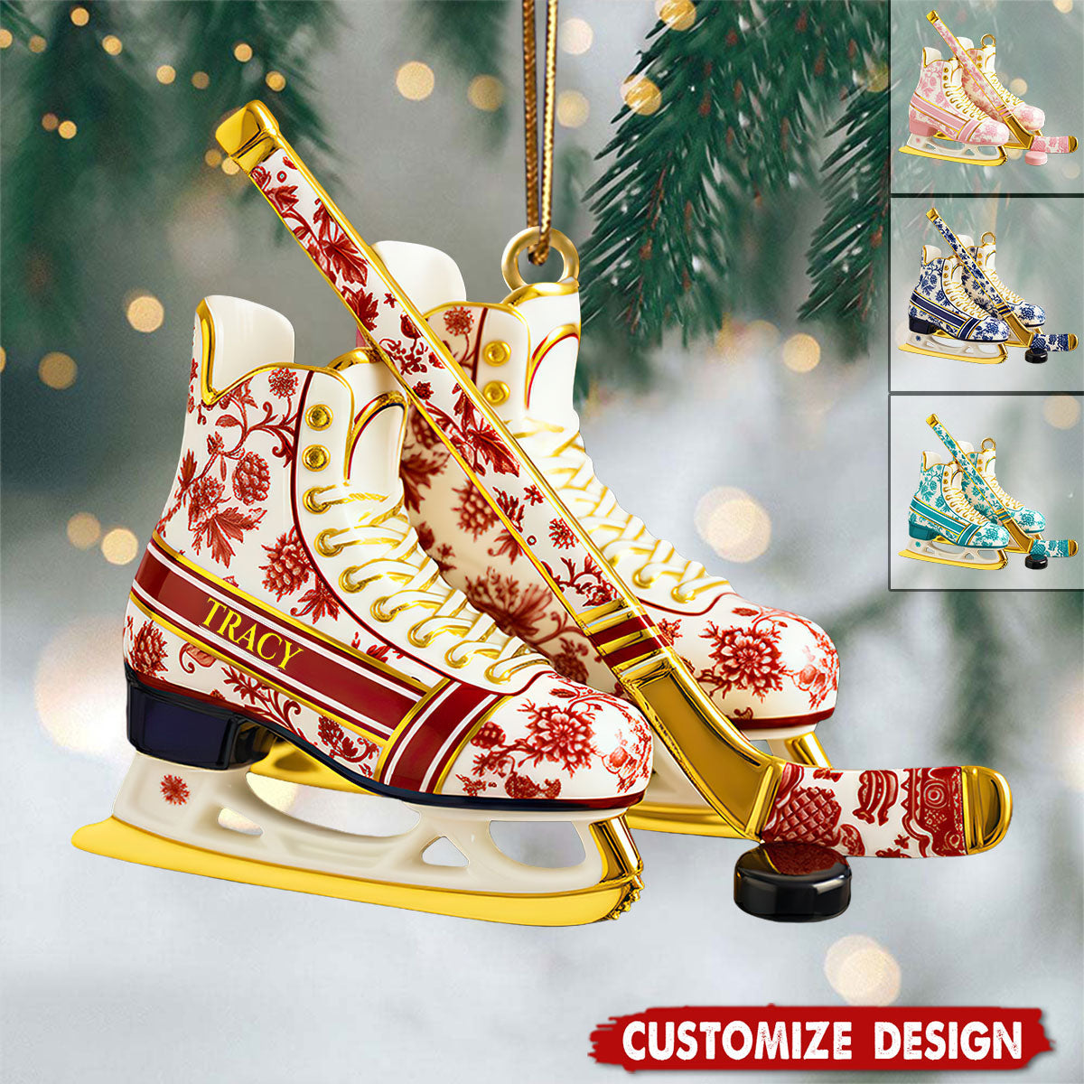 Personalized Classic Ice Hockey Christmas Ornament - Gift For Ice Hockey Lover