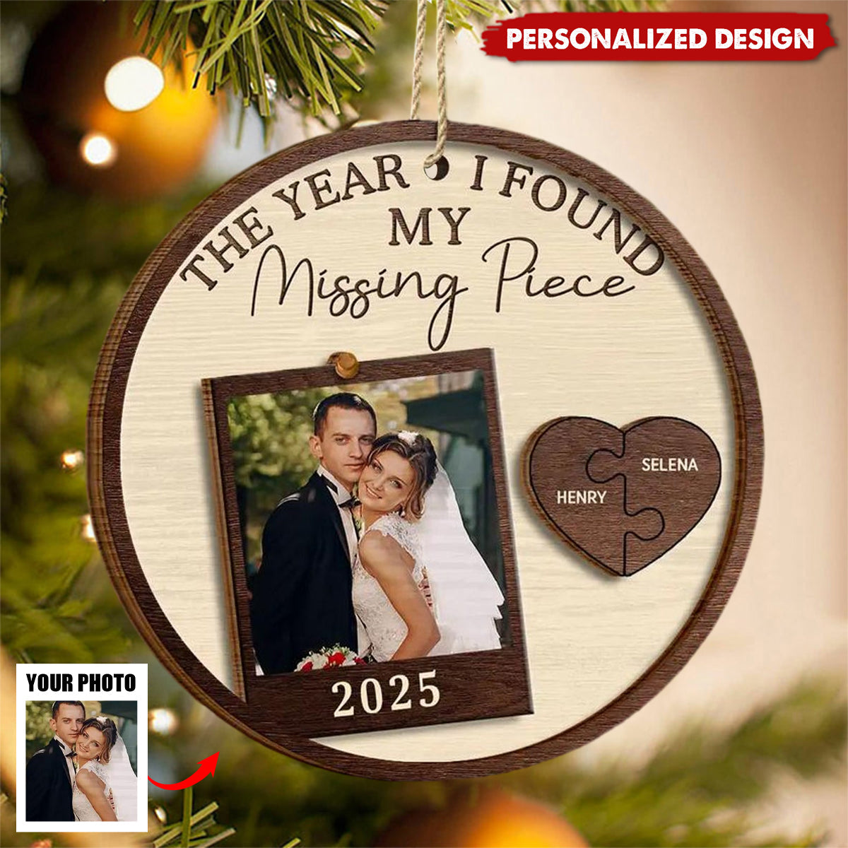 The Year I Found My Missing Piece-Personalized Photo Couple Ornament