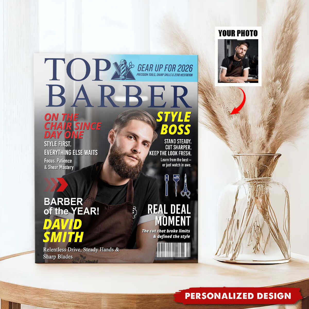 Personalized Barber Magazine Cover Poster - Gift For Barber