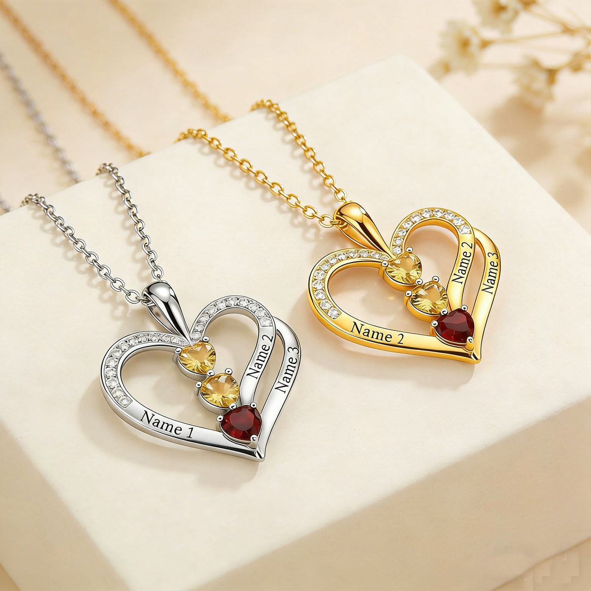 Personalized Kids Birthstone Name Necklace - Gift For Mom Grandma