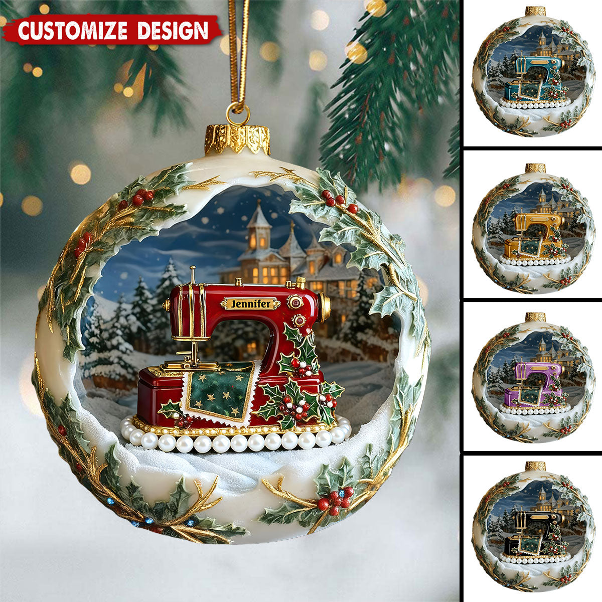 Antique Sewing Machine Ornament - Personalized Gifts For Sewing