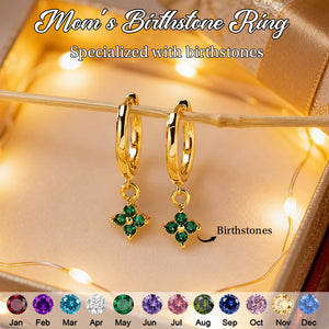 Dainty Flower Birthstone Huggies Earrings, Birthstone Dangle Hoop Earrings for Women, Everyday Hoops Earrings for Mom