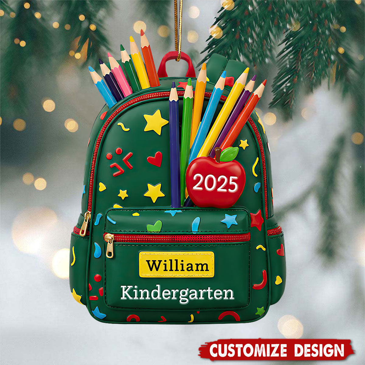 Personalized Kid School Backpack Christmas Ornament - Gift for Kids
