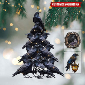 Personalized Raven Christmas Ornament 2025, Bird Lover Gift, Gothic Animal Christmas Decor