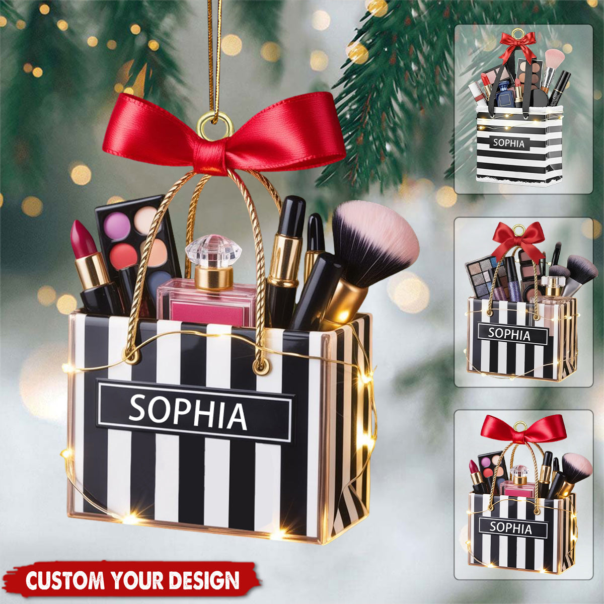 Personalized Gifts For Makeup Lovers Christmas Ornament, Custom Beauty Brush Tree Decor With Name - Gift For Makeup Lovers