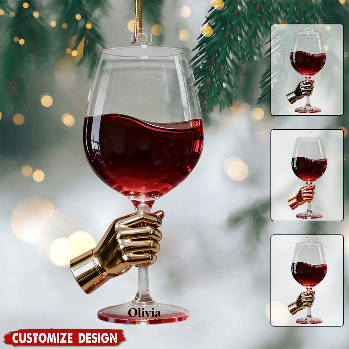 Personalized Wine Glass Christmas Ornament