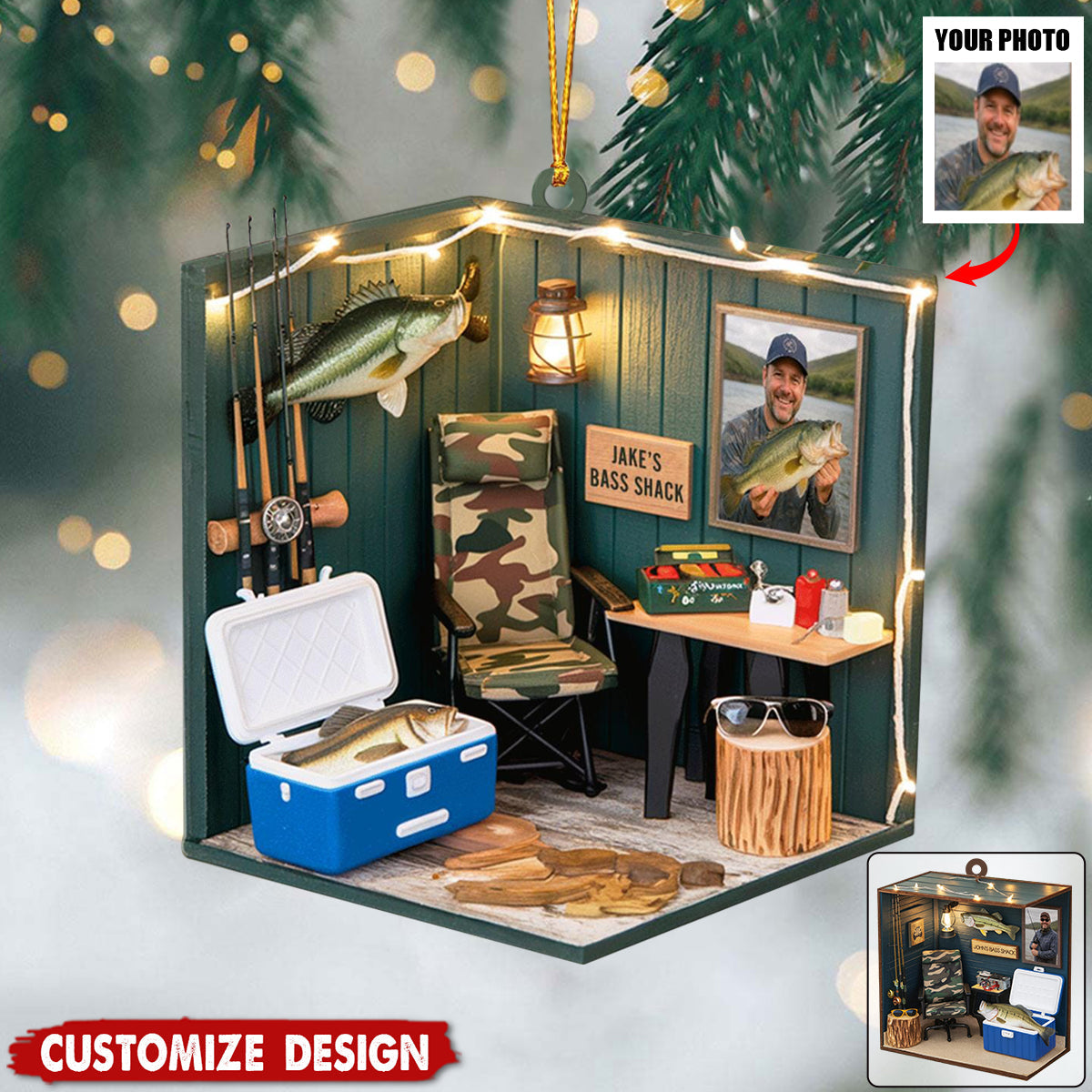 Personalized Fishing Shack Christmas Ornament - Gift For Fishing Lovers