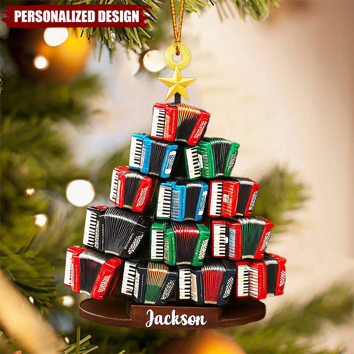 Personalized Accordion Christmas Ornament-Gift For Music Teacher