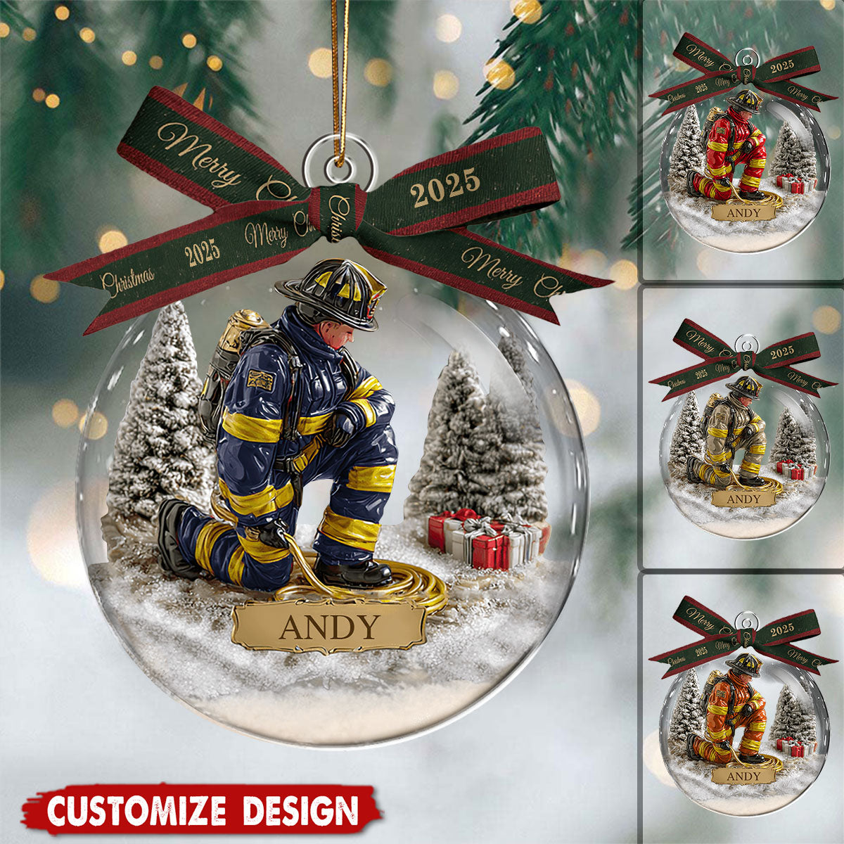 Proud Firefighter - Personalized Firefighter Snow Globe Ornament