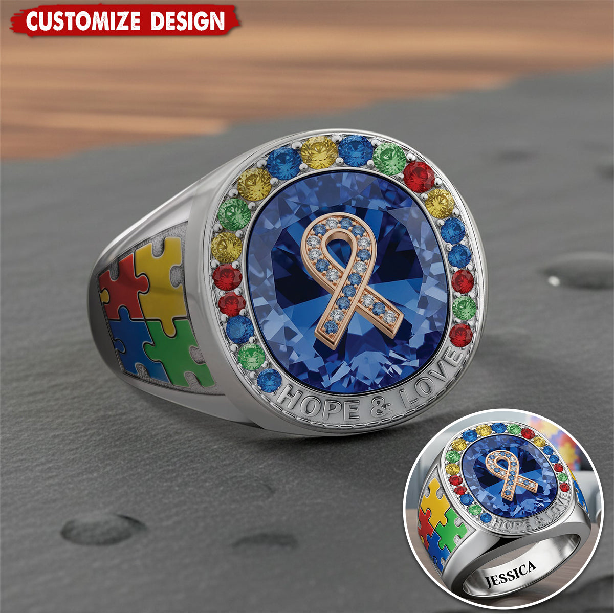 Everyone Communicates Differently - Personalized Autism Awareness Signet Ring