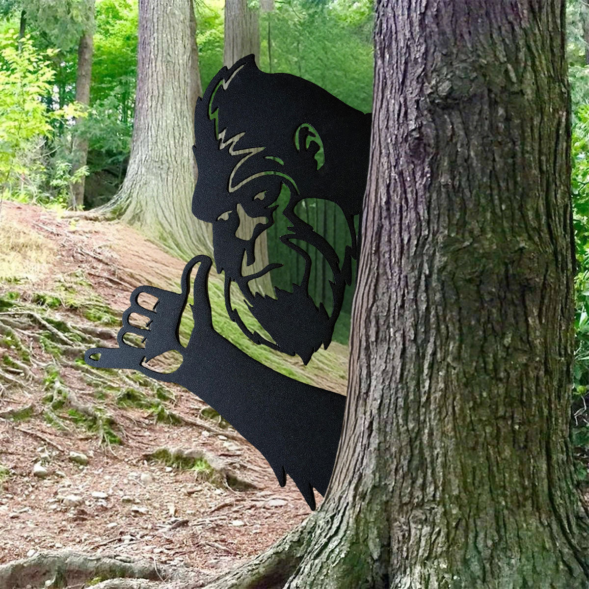 Peek-a-Boo Hang Loose Bigfoot Metal Sign – Hang Loose Edition - Shaka Sign Sasquatch