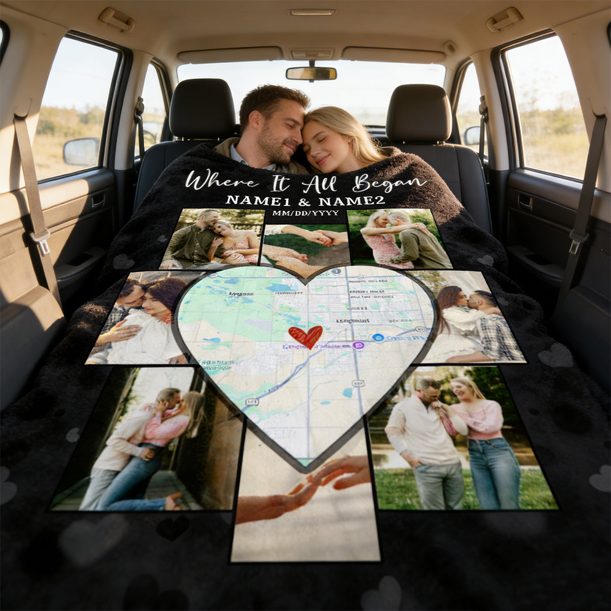 Where It All Began - Personalized Blanket With Location Map - Perfect Valentines Or Anniversary Gift For Couple