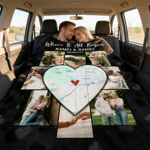 Where It All Began - Personalized Blanket With Location Map - Perfect Valentines Or Anniversary Gift For Couple