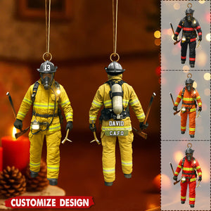 Personalized Double-sided Firefighter Ornament - Gift For Fireman