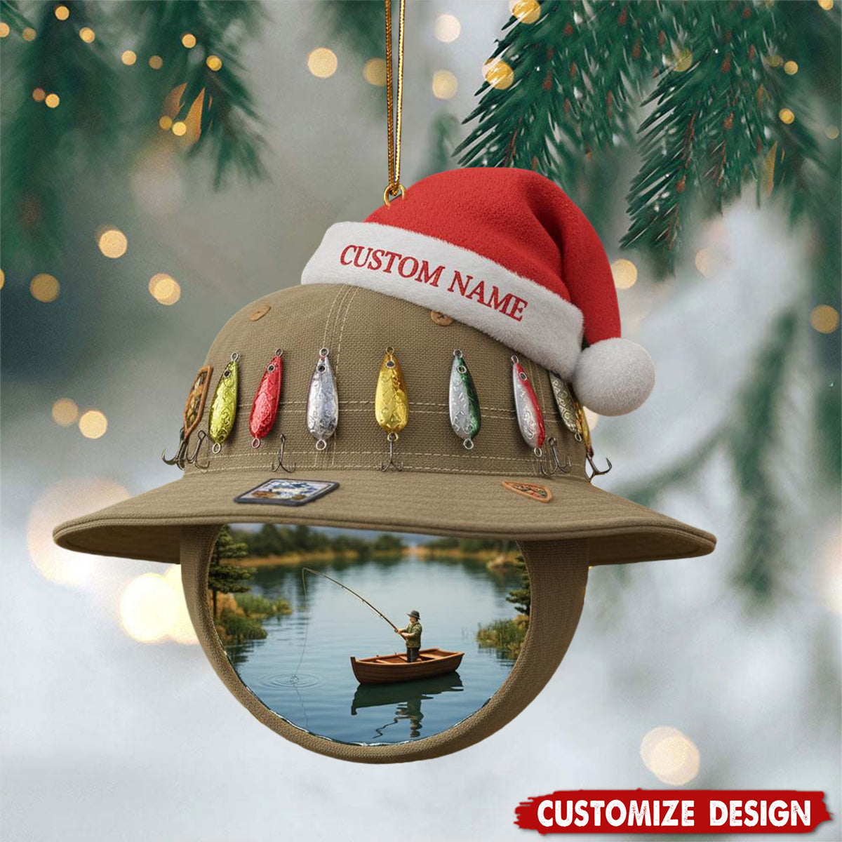 Personalized Fishing Hat Christmas Ornament - Gift for Fisherman