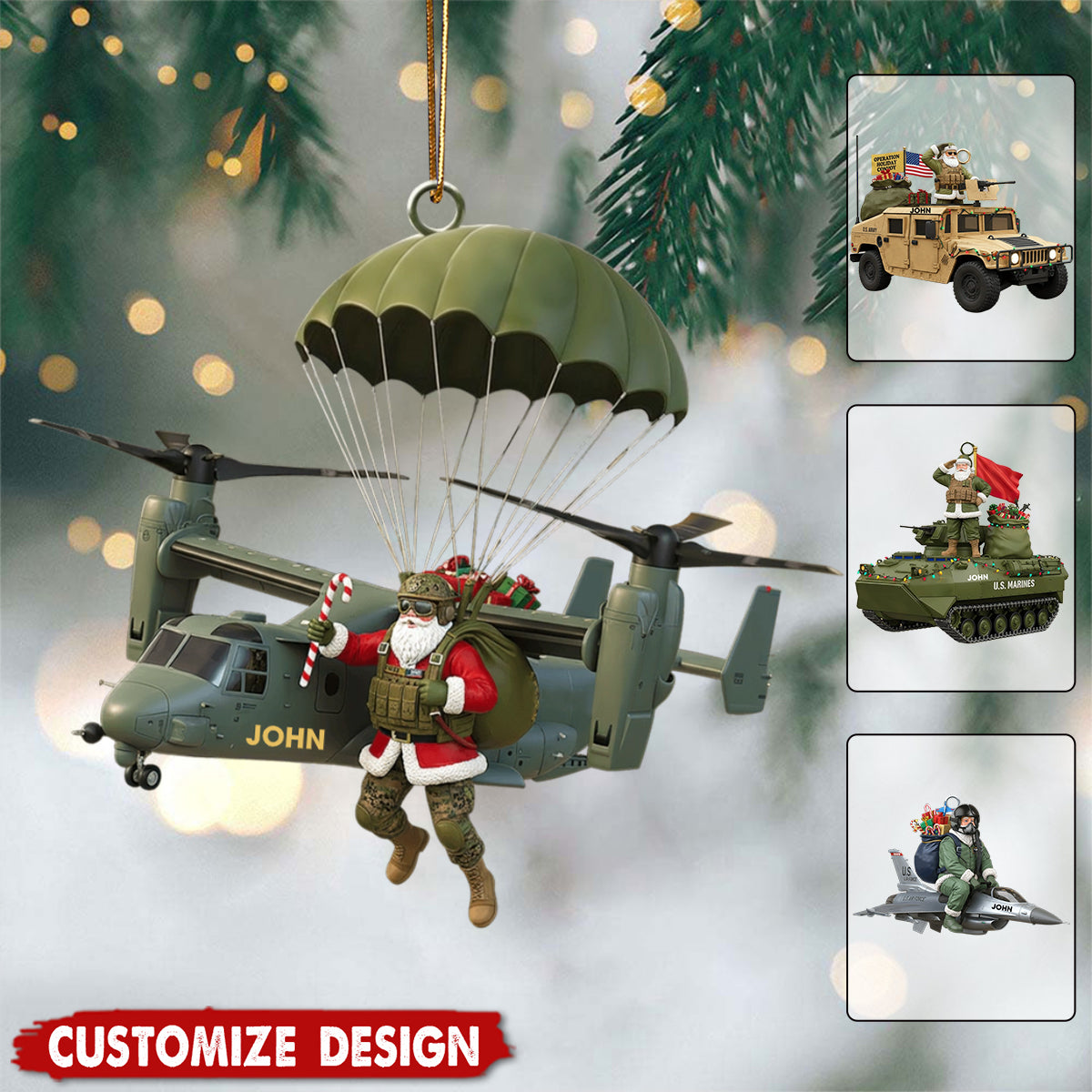 Personalized Military Christmas Ornament - Gift for Military Enthusiast