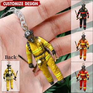 Personalized Double-sided Firefighter Keychain - Gift For Fireman