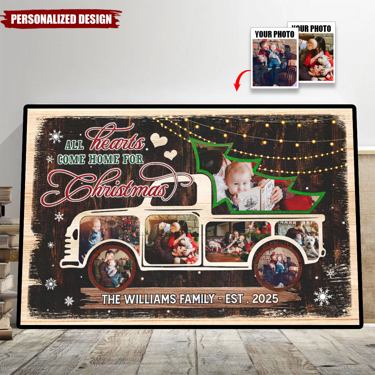 All Hearts Come Home For Christmas-Personalized Family Christmas Poster