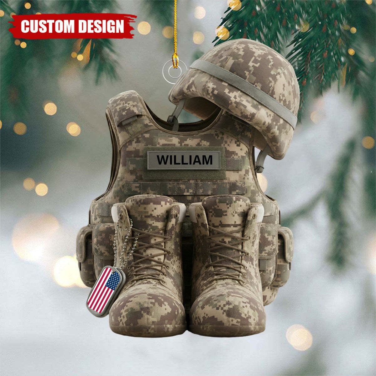 Personalized Military Christmas ornament