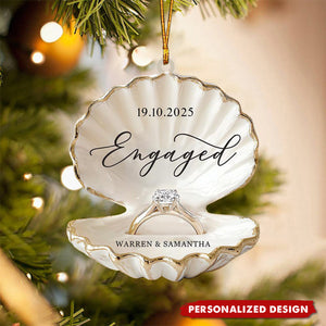 Personalized Beach Engagement Christmas Ornament-Gift For Couple