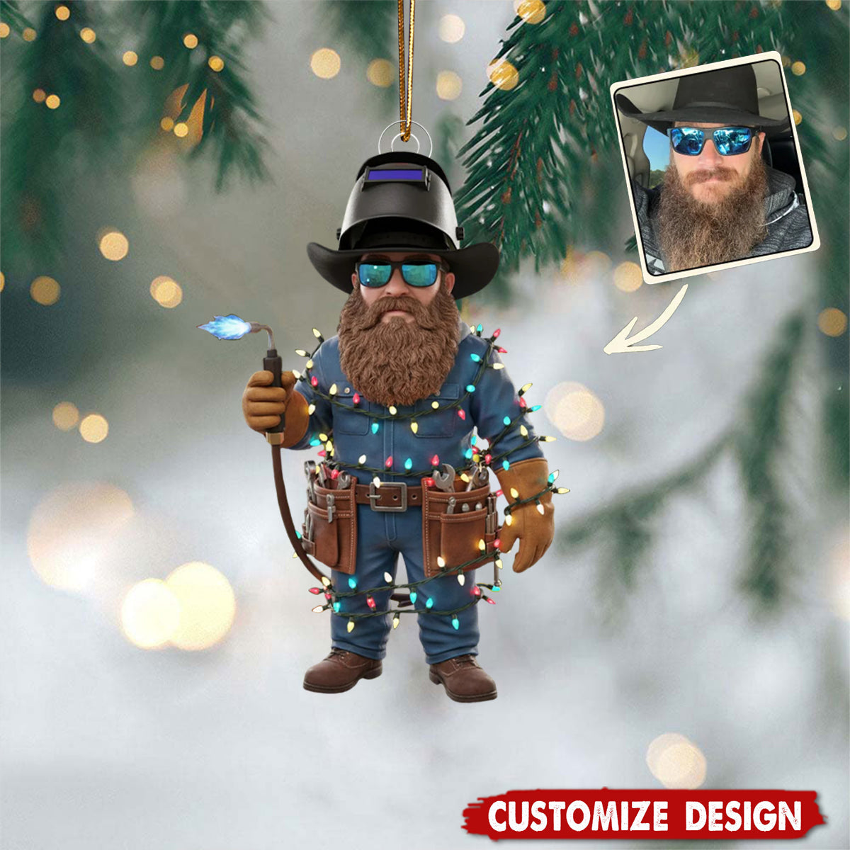 Personalized Funny Welder Photo Ornament-Gift For Welder