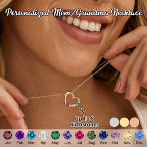 Personalized Heart Birthstone Necklace-Mothers Day Gift for Her