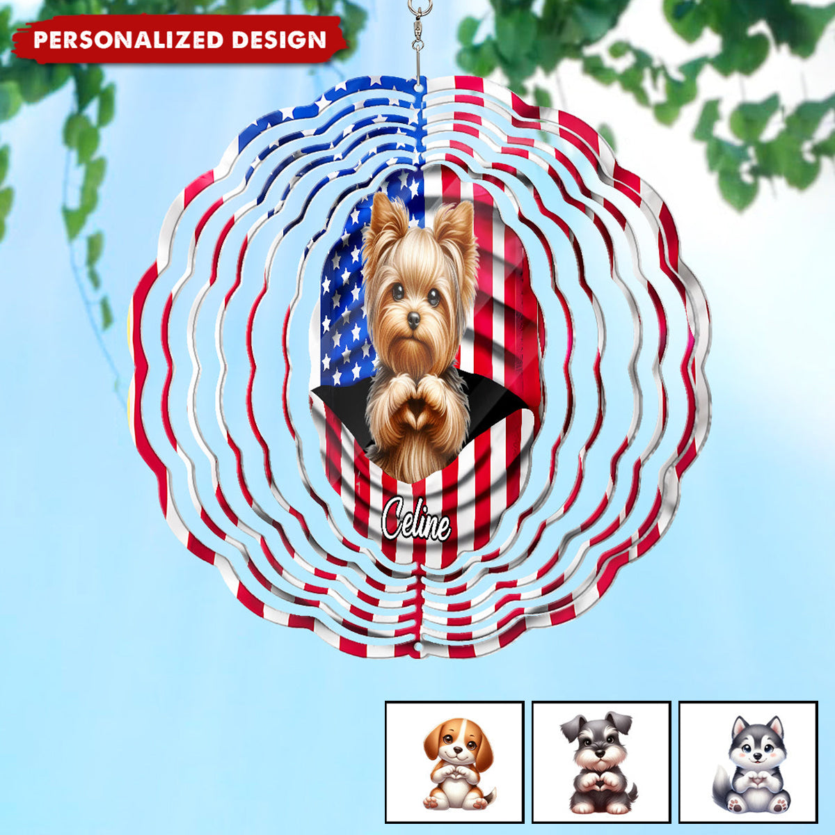 Paws And Freedom-Personalized Dog Wind Spinner