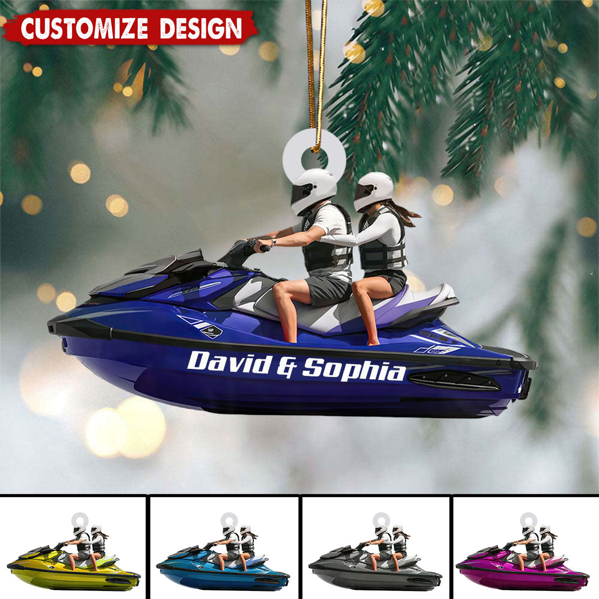 Personalized Jet Ski Couple Christmas Ornament - Gift For Couple