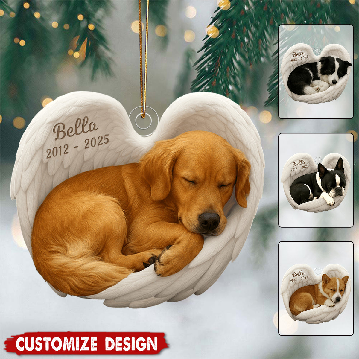 Personalized Dog Sleeping Angel Ornament - Gifts For Dog Loss