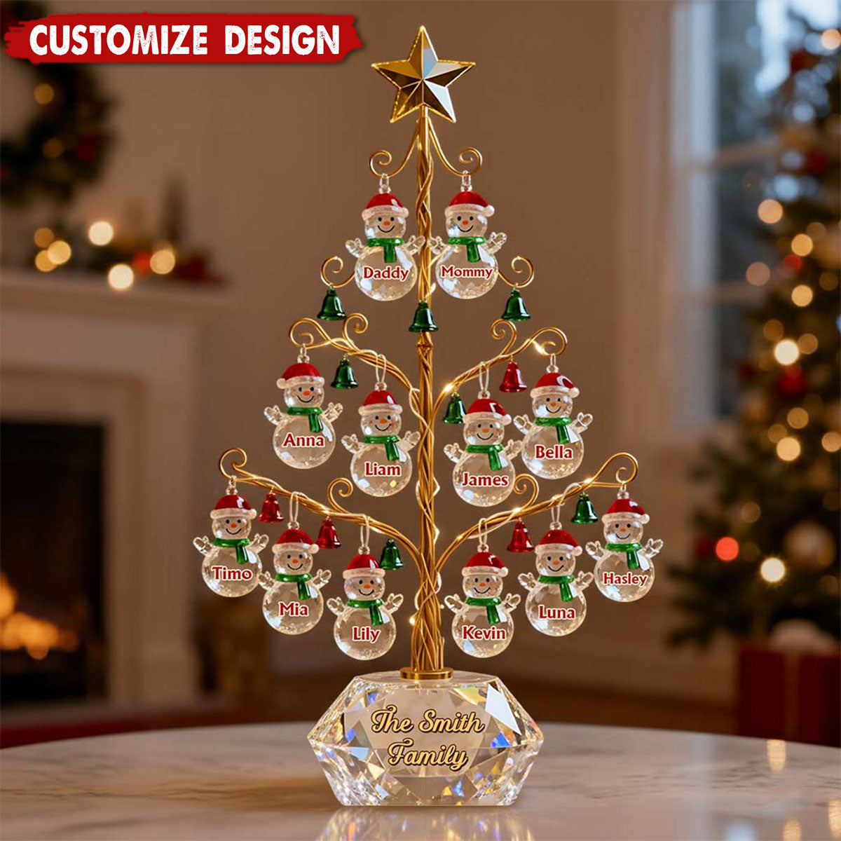 Merry Christmas - Personalized Family Snowman Acrylic Plaque