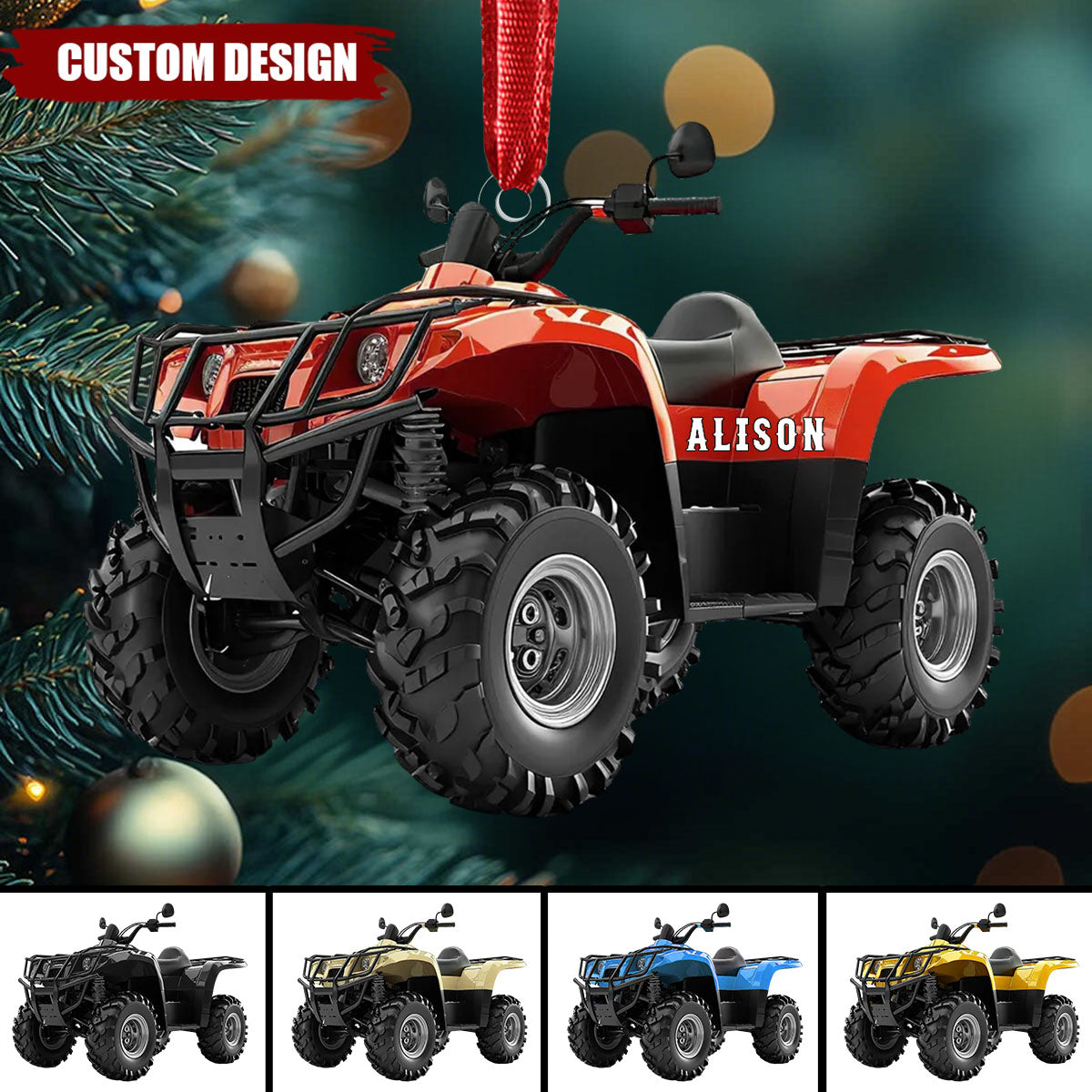 Personalized Quad Bike Christmas Ornament, Off Road Dirt Bike Ornament, Quad Racer Dirt Bike Rider Ornament With Name, 2D Acrylic Ornament