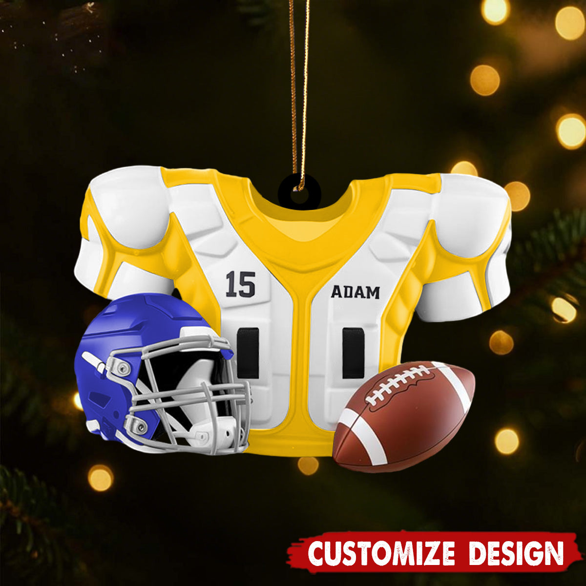 Personalized American Football Christmas Ornament, Personalized Gift for Football Player