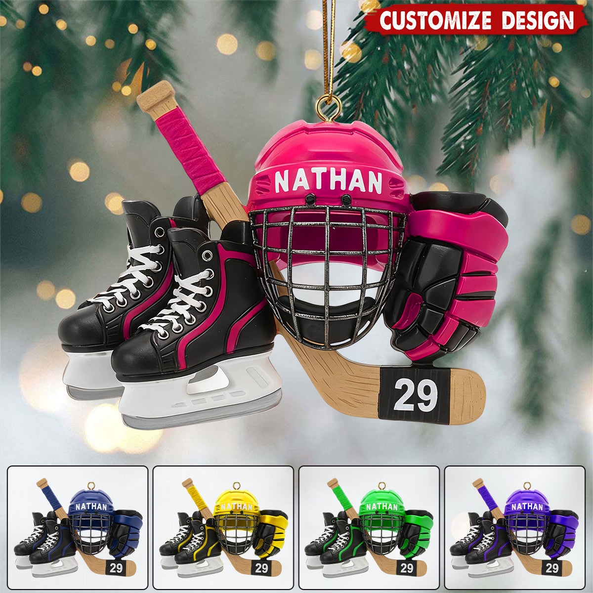 New Release - Personalized Hockey Set Ornament - Gift For Hockey Lovers