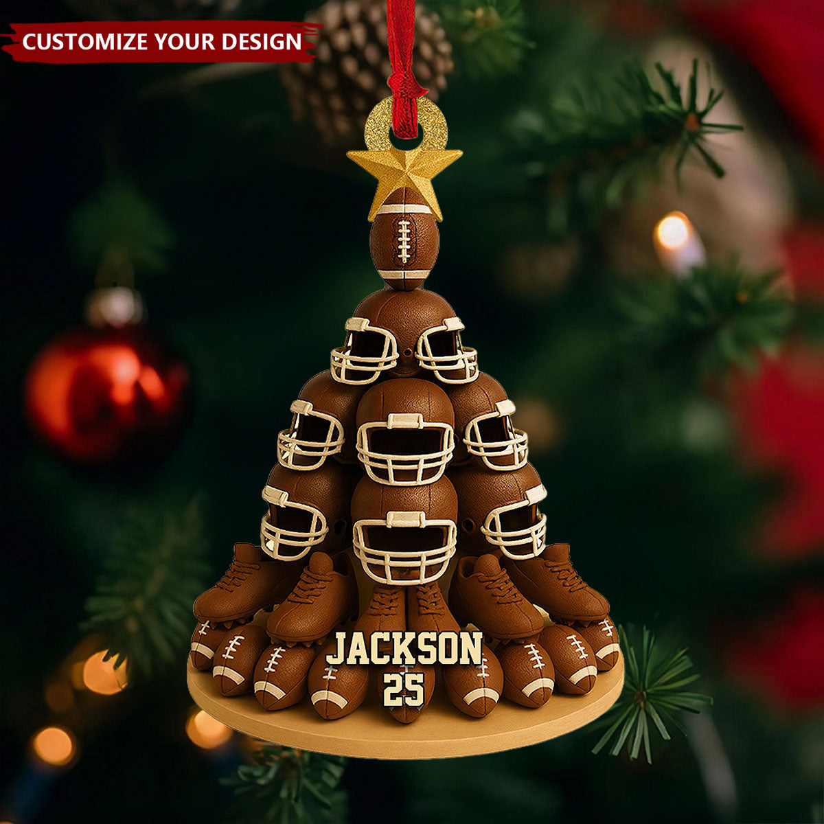 Personalized American Football Christmas Ornament, Unique Gift For Football Lovers