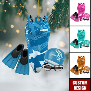Personalized Swimming Christmas Ornament - Gift For Ocean Lover, Swim Team Keepsake