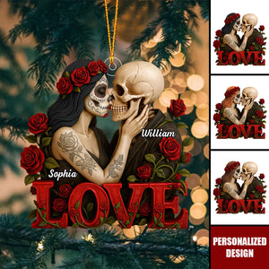 Personalized Skull Couple Acrylic Ornament-Gifts For Couple