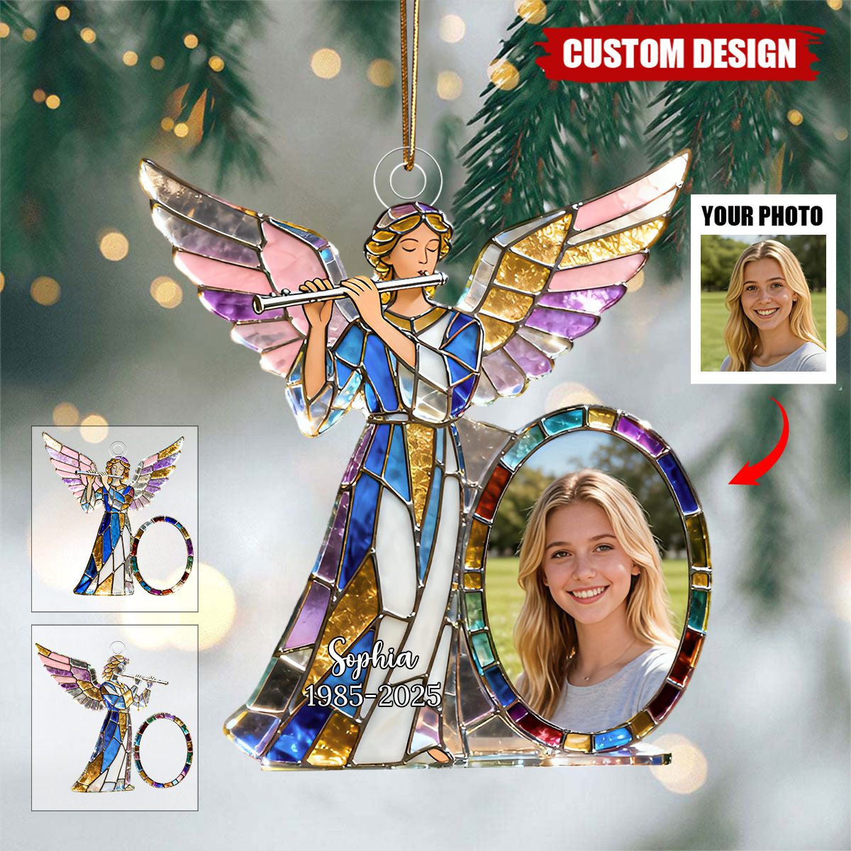 Personalized Angel Memorial Photo Ornament
