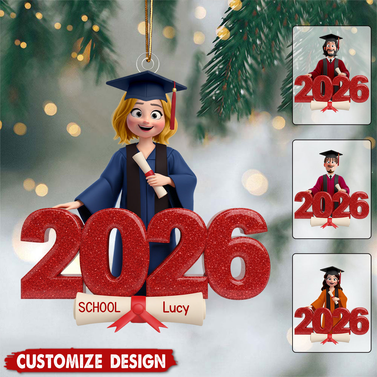 Personalize Graduate Christmas Ornament - Gifts For Graduates