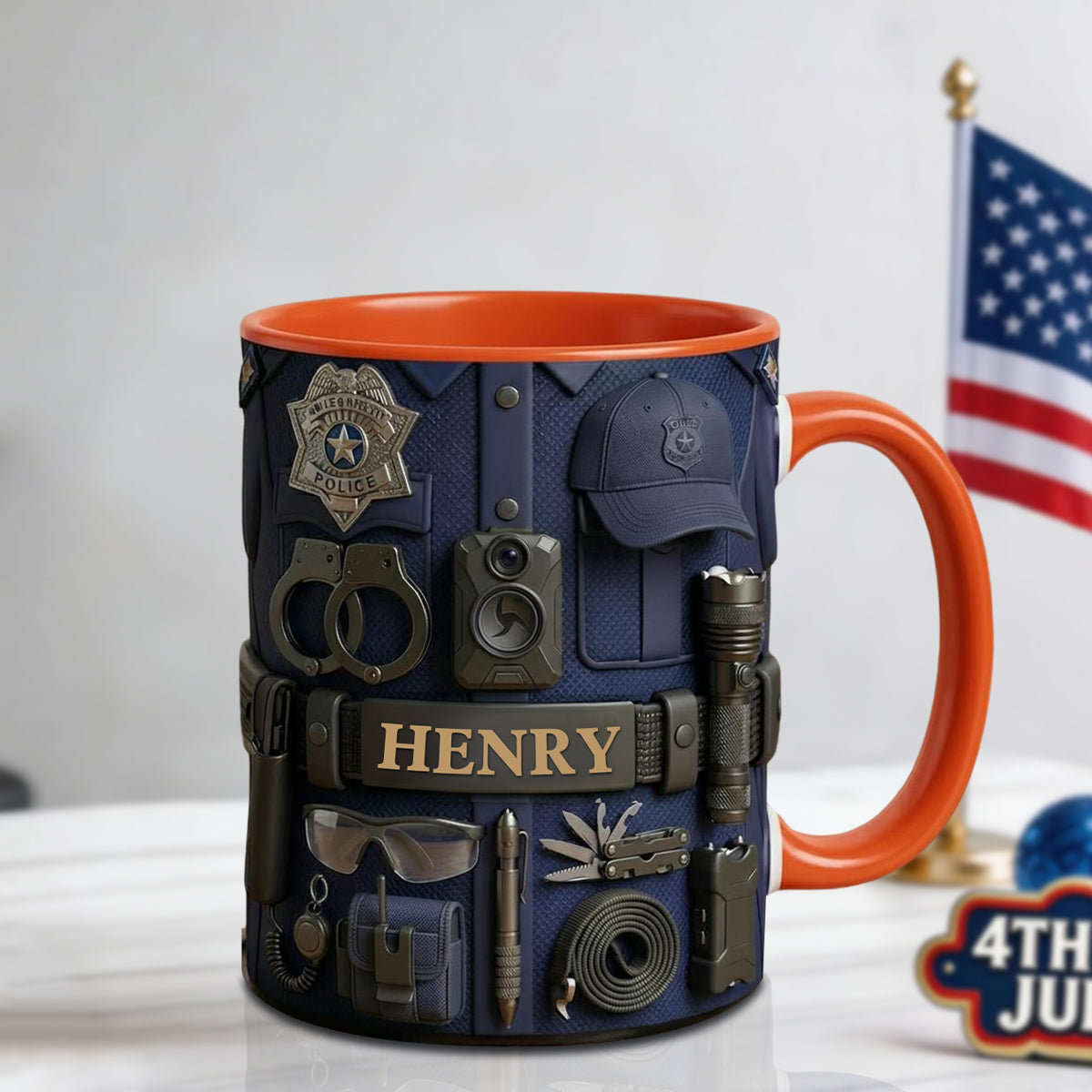 Personalized Police Mug, Custom Coffee Cup for Police Life, Back the Blue Gift Idea