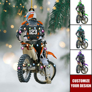 Personalized Motocross Racer Christmas Ornament, Holiday Gift for Motocross Racers