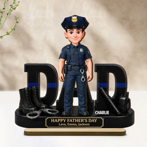 Proud Police Officer Dad - Personalized Wooden Plaque - Father's Day Gift For Dad
