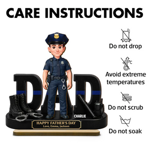 Proud Police Officer Dad - Personalized Wooden Plaque - Father's Day Gift For Dad