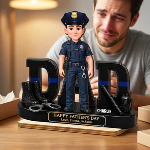 Proud Police Officer Dad - Personalized Wooden Plaque - Father's Day Gift For Dad